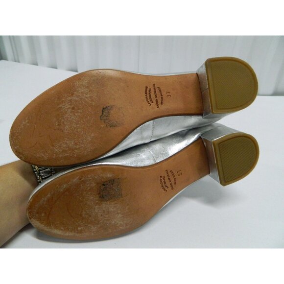 Size 7 Silver Metallic Leather Low Block Heel Bow Detail Summit White Mountain - Picture 9 of 11